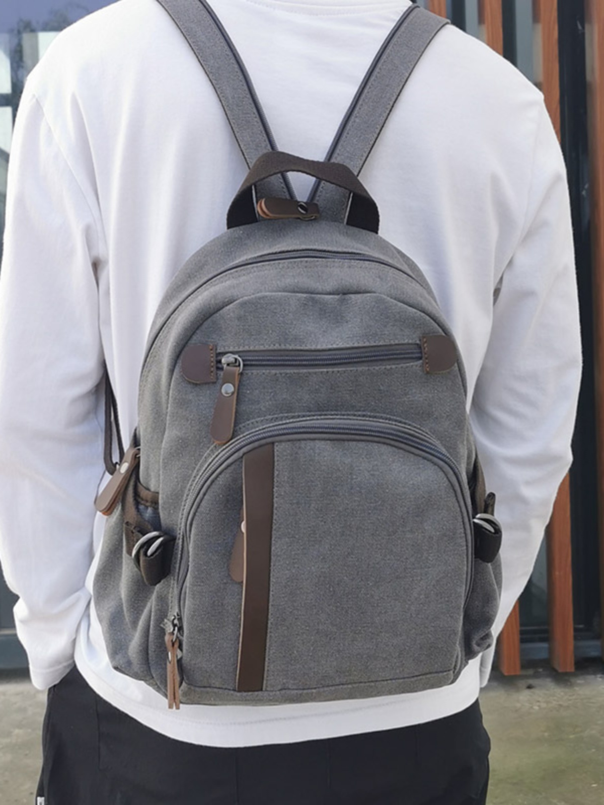 Canvas Backpack Casual - Mochila Pequena de Lona para Lazer