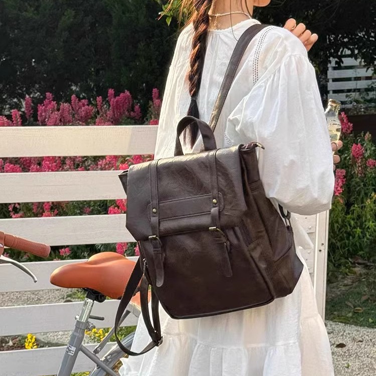 Mochila Casual Feminina em Cou - Leather Backpack Vintage avaliação e preço