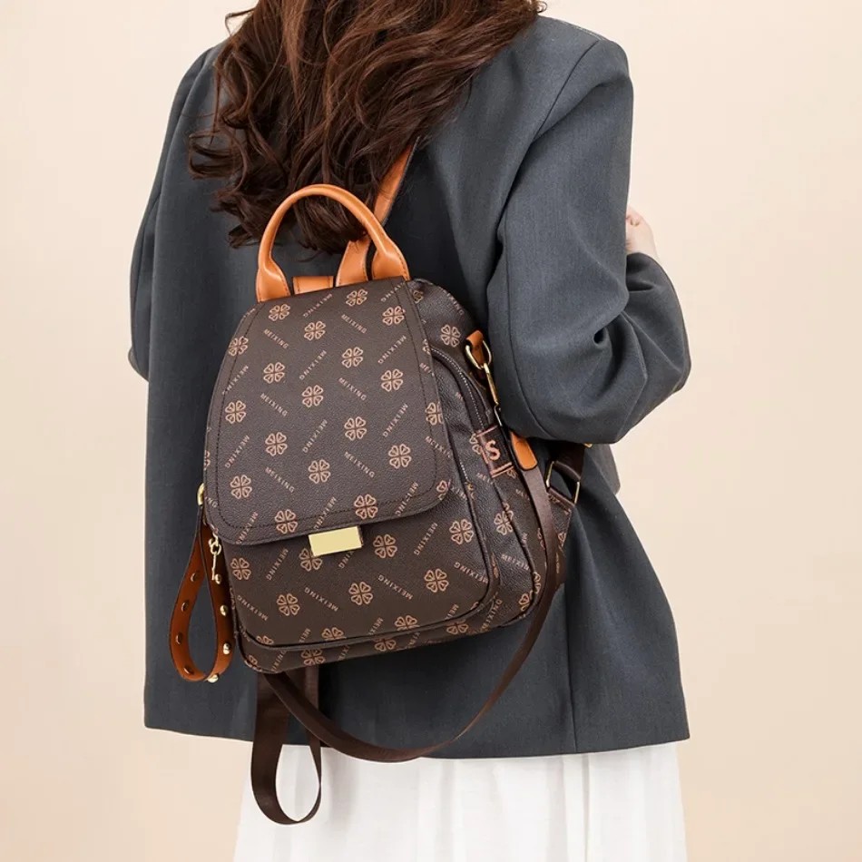 Mochila Retro Estampada para M - Leather Backpack Vintage avaliação e preço